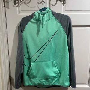 Women’s Mint and Gray Nike Hooded Sweatshirt Size Large